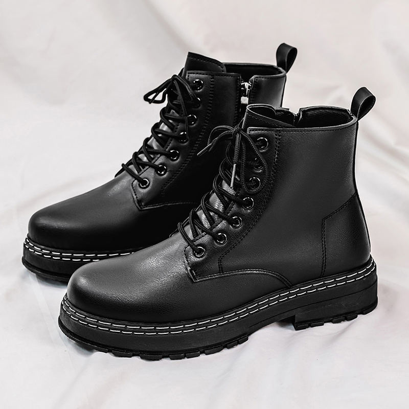 Men'S Shoes Dq - Men's 4-Season Black Patent Leather Motorcycle