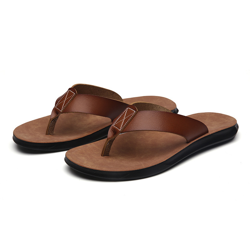 Men'S Shoes Dq - 38-47 New Italian Leather Flip-flops for