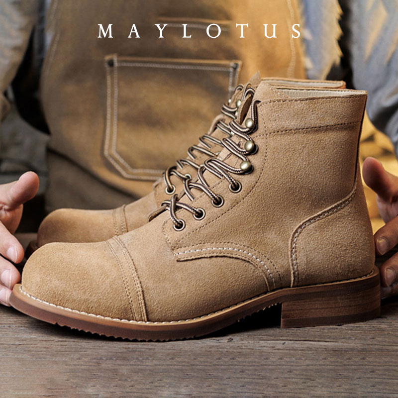 Men'S Shoes Dq - Suede Boot Goodyear-Welted Motorcycle Rugged Heritage