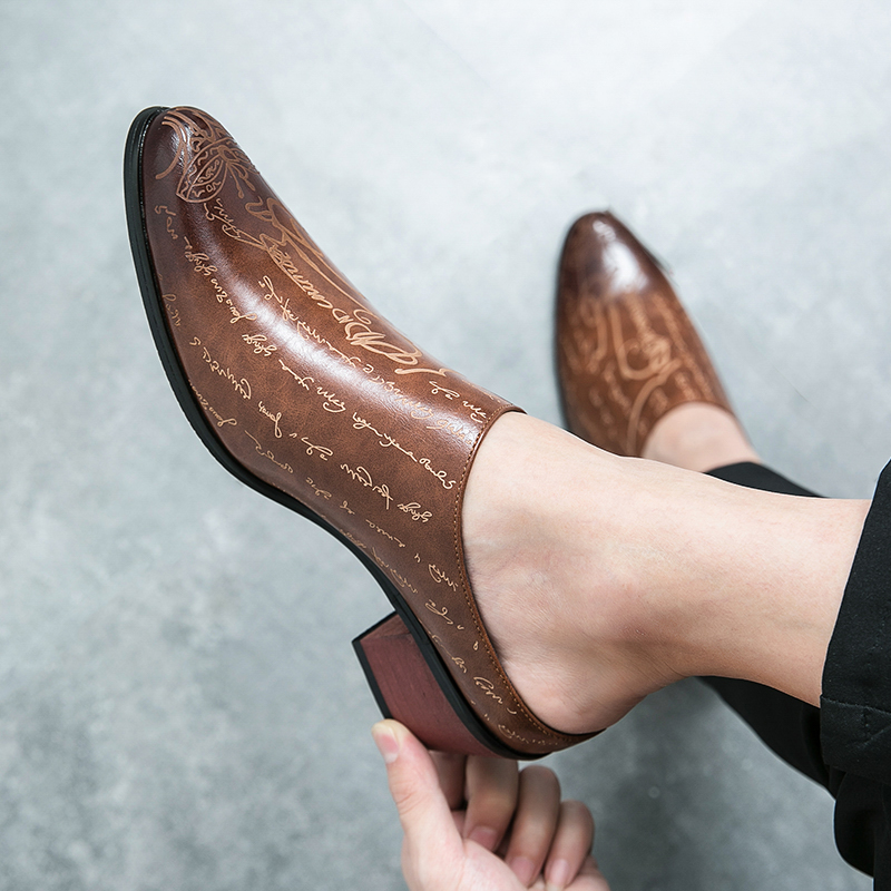Men Brown Leather Mules Slippe - đánh giá và giá Shoes Heels Men