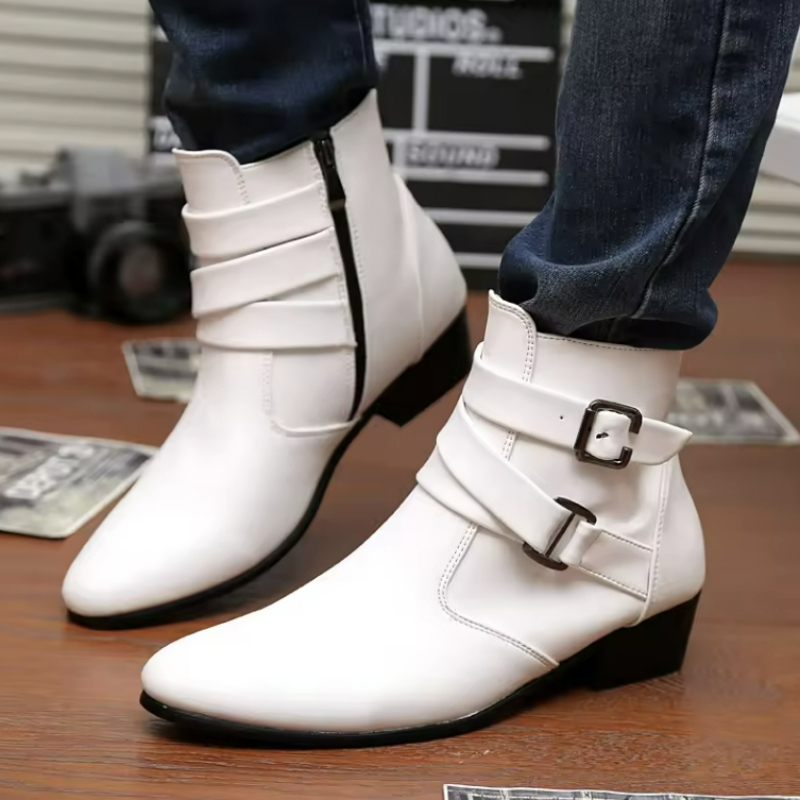 Luxury Men Boots Leather Chels - đánh giá và giá Men Shoes White Colour