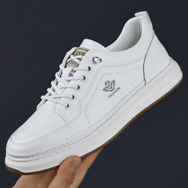 Spring Autumn Cow Leather Snea - đánh giá và giá Men Shoes White Colour