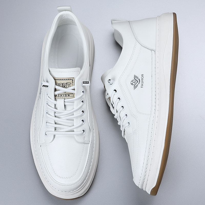 Spring Autumn Cow Leather Snea - đánh giá và giá Men Shoes White Colour