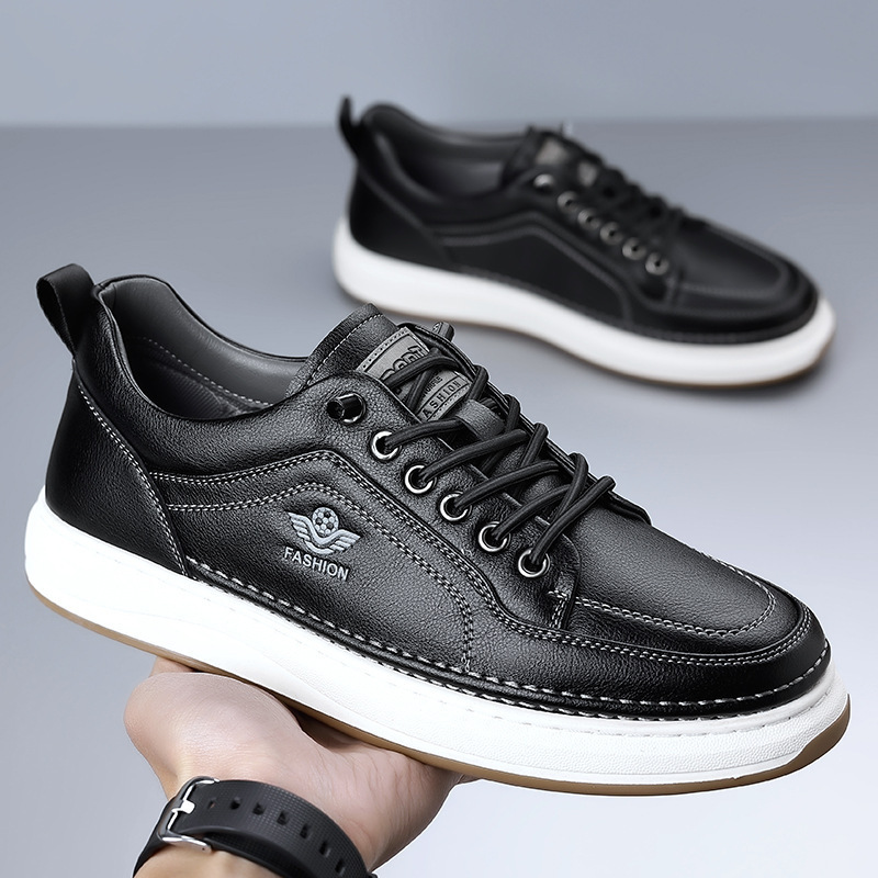 Spring Autumn Cow Leather Snea - đánh giá và giá Men Shoes White Colour